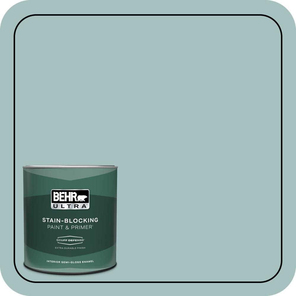 BEHR ULTRA 1 qt. #500F-4 Swan Sea Extra Durable Semi-Gloss Enamel Interior Paint & Primer