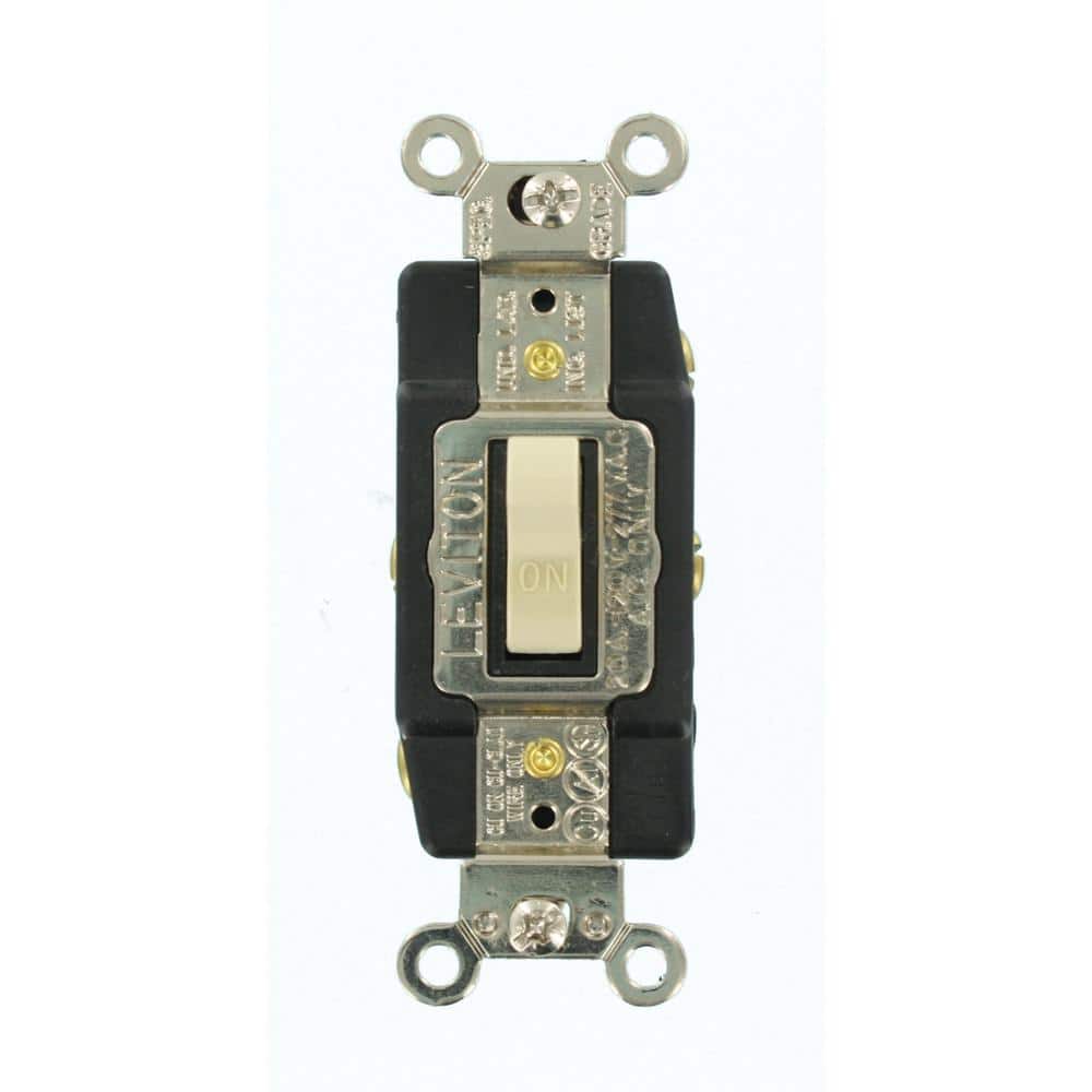 Leviton 20 Amp Industrial Grade Heavy Duty Double-Pole Double-Throw Center-Off Maintained Contact Toggle Switch, Ivory 1286-I (1)