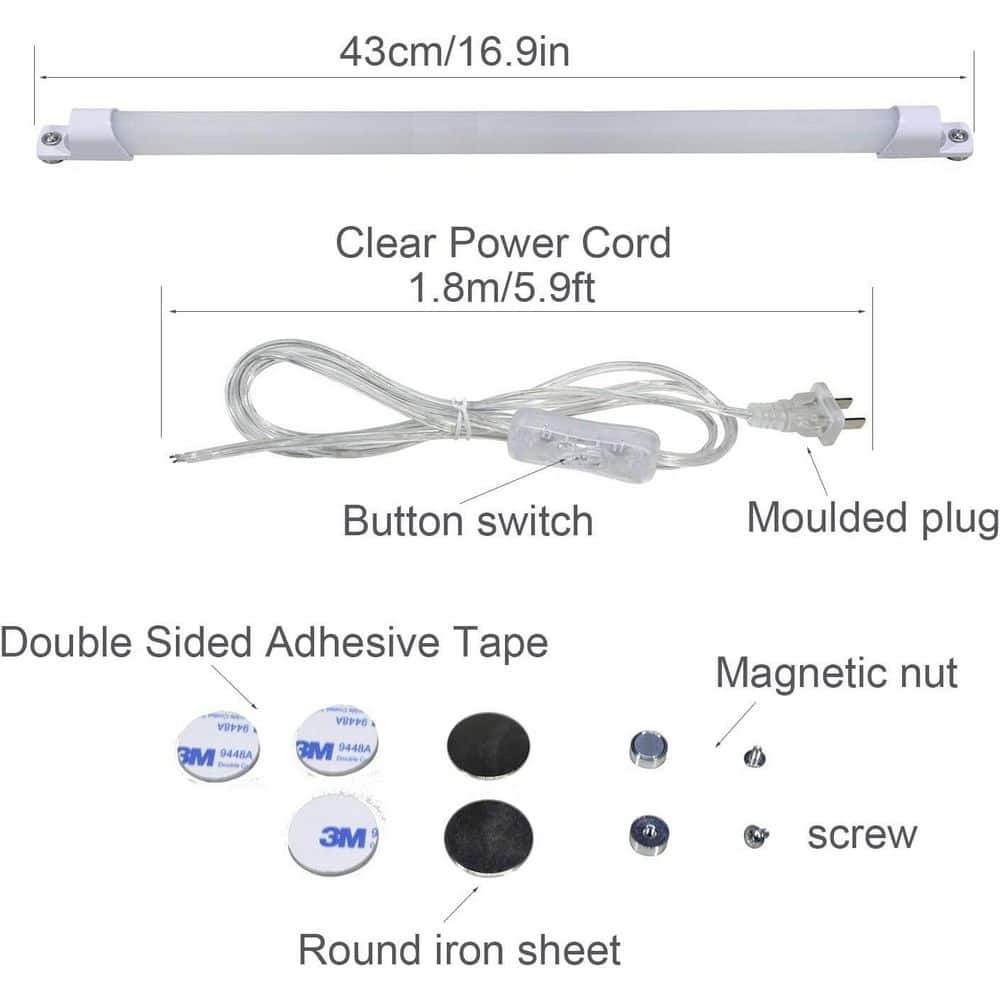 Unbranded 110V LED Strip Light Under Cabinet Work Light Plug-in Power with 6 ft. Power Cord,Magnetic Installation (White 6000K) (2)
