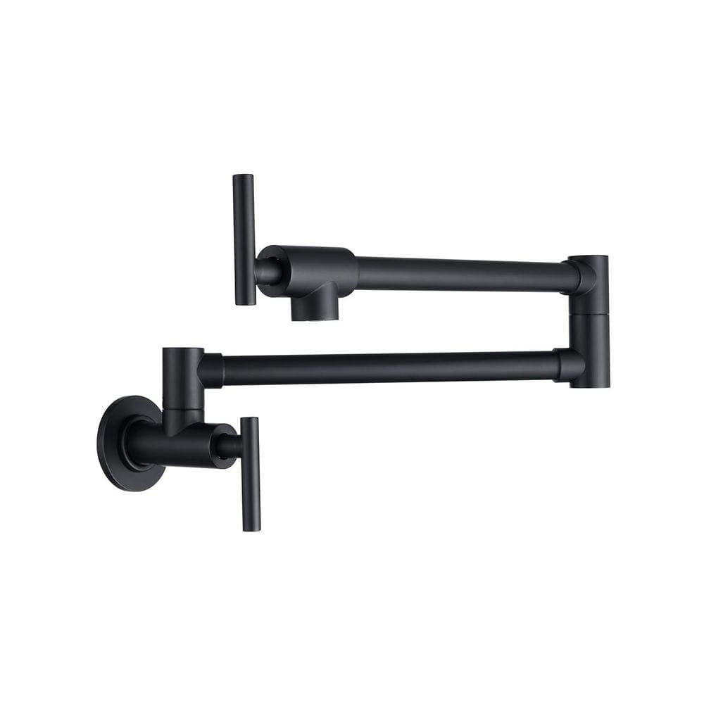 BEARSOLIM Wall Mount Folding Kitchen Pot Filler Faucet 2 Handles Bidet Faucet 360° Swivel in black (1)