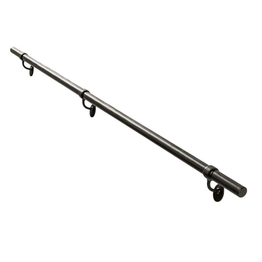 Afoxsos 5 Feet Aluminum Stair Railing Indoor Outdoor Hand Rails Wall Mount Round Porch Railing Industrial Handrails (1)