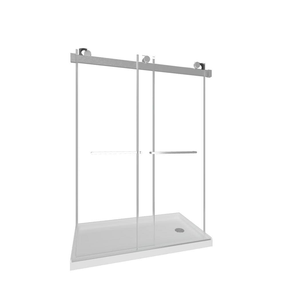 TOOLKISS 60 in. L x 30 in. W x 4 in. H Alcove Single-Threshold Shower Pan Base with Left Drain in White (3)
