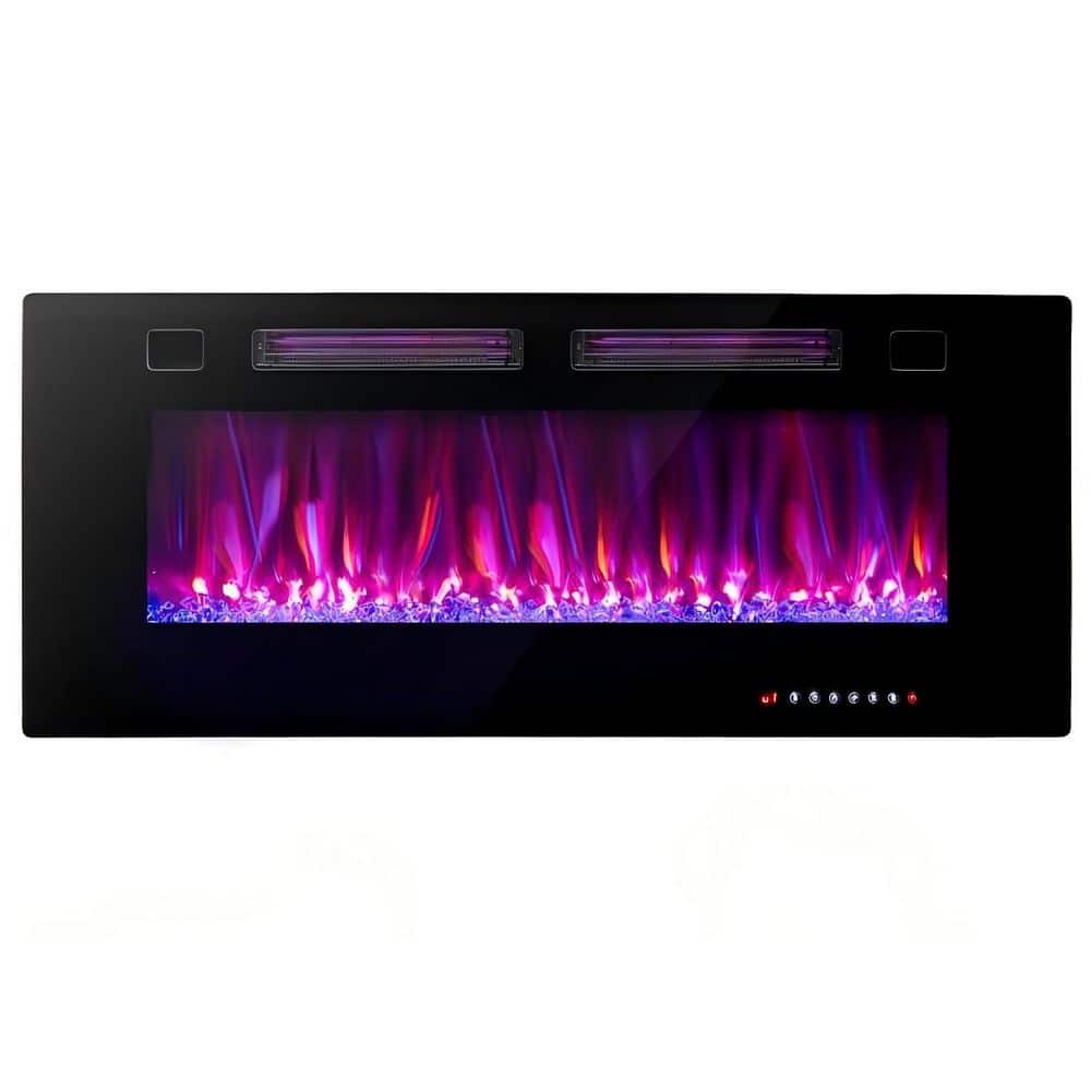 Clihome 72 in. Smart Recessed or Wall Mounted Electric Fireplace Insert Alexa App Control 12 Flame Colors 750W/1500W Heating