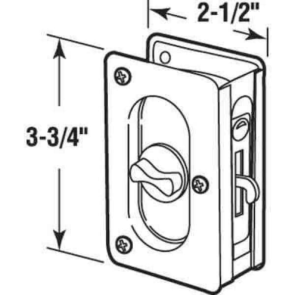 Prime-Line 3-3/4 in., Solid Brass with Satin Nickel Finish, Pocket Door Privacy Lock and Pull (3)