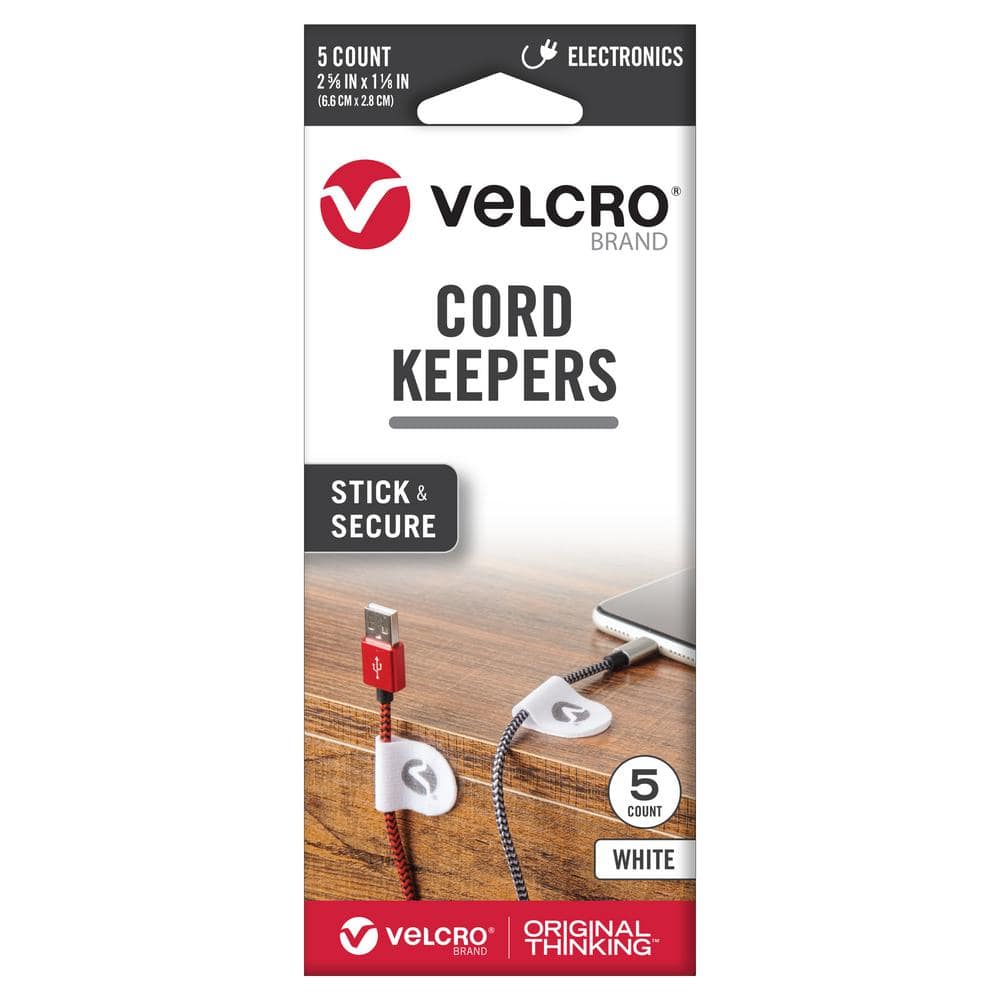 VELCRO 2-5/8 in. x 1-1/8 in. 5 ct 6/24 Cord Keepers White