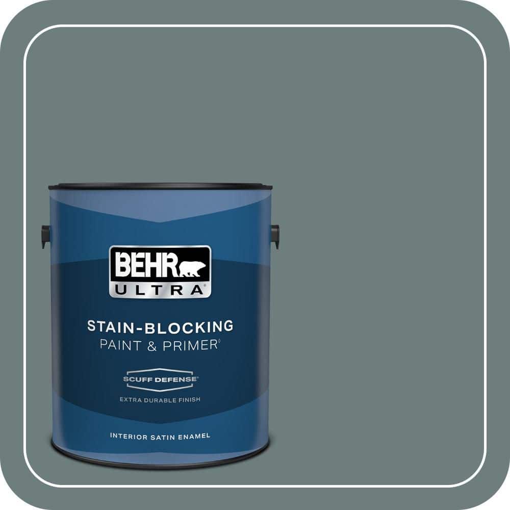 BEHR ULTRA 1 gal. #N440-5 Coney Island Extra Durable Satin Enamel Interior Paint & Primer