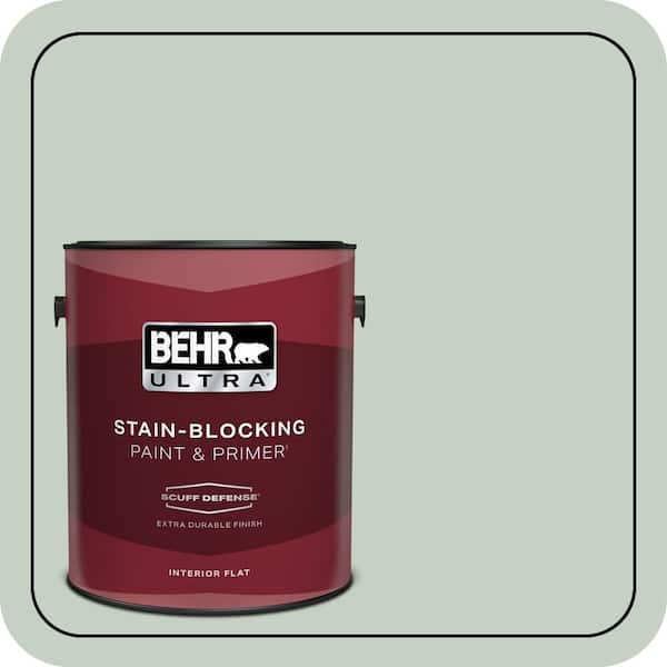 BEHR ULTRA 1 gal. #N400-2 Frosted Sage Extra Durable Flat Interior Paint & Primer (2)