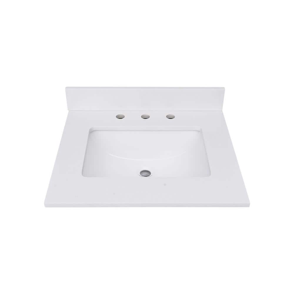 Avanity 37 in. W 22 in. D Quartz White Rectangular Single Sink Bathroom Vanity Top