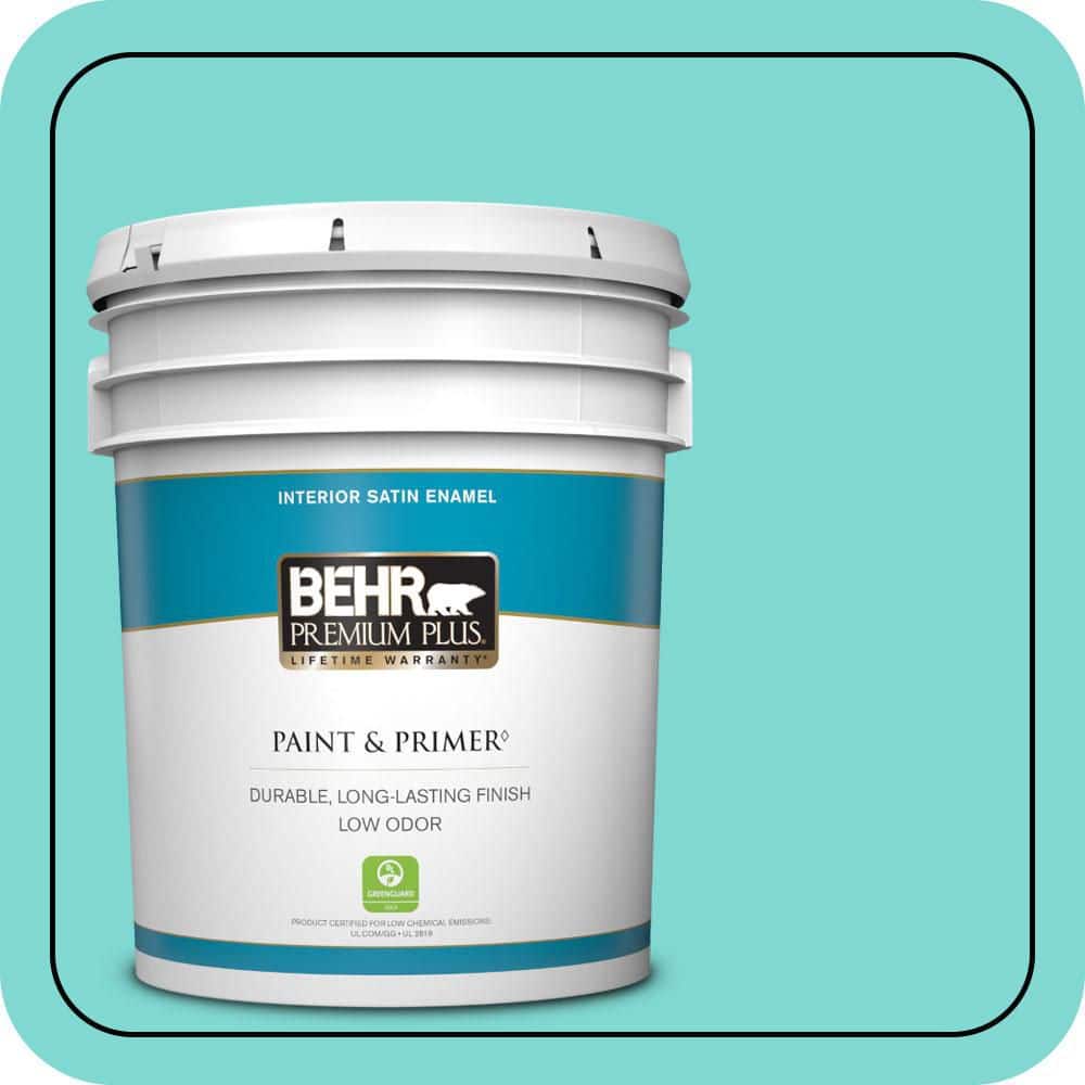BEHR PREMIUM PLUS 5 gal. #MQ4-22 Key Largo Satin Enamel Low Odor Interior Paint & Primer