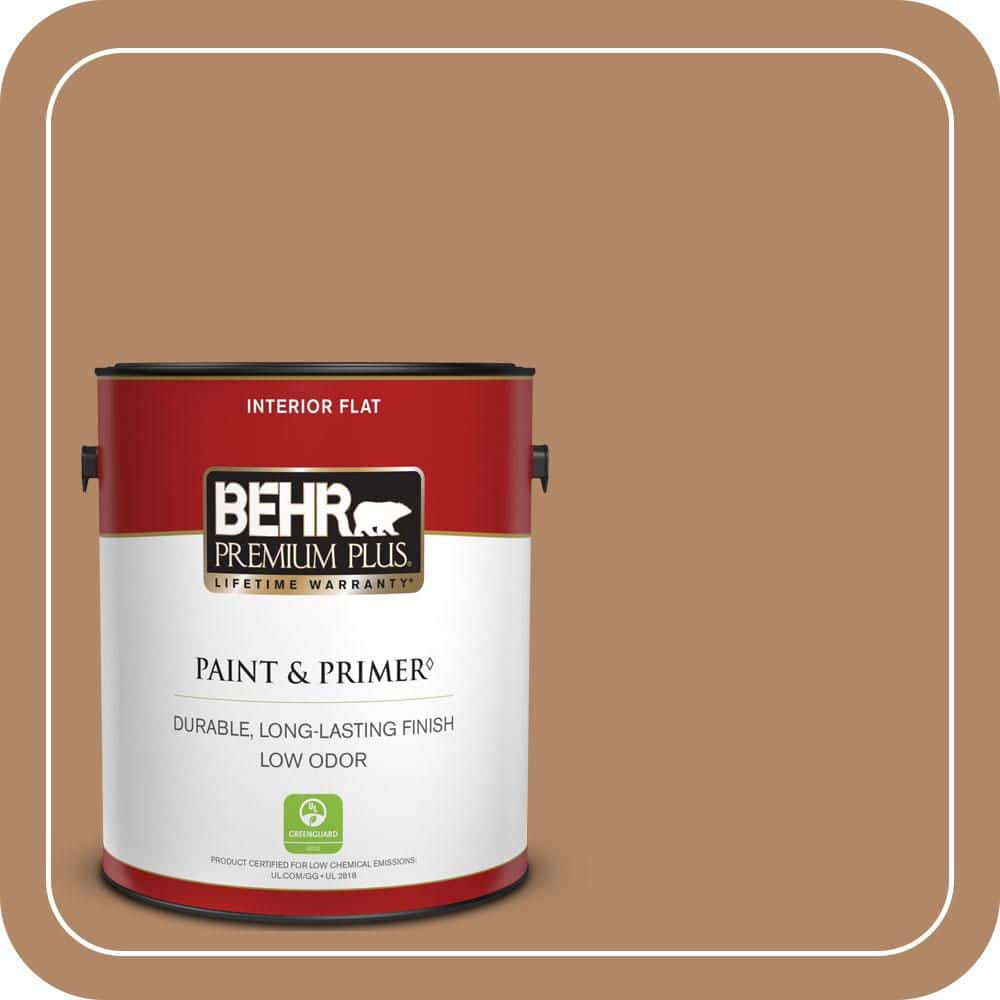 BEHR PREMIUM PLUS 1 gal. #MQ2-02 Syrup Flat Low Odor Interior Paint & Primer