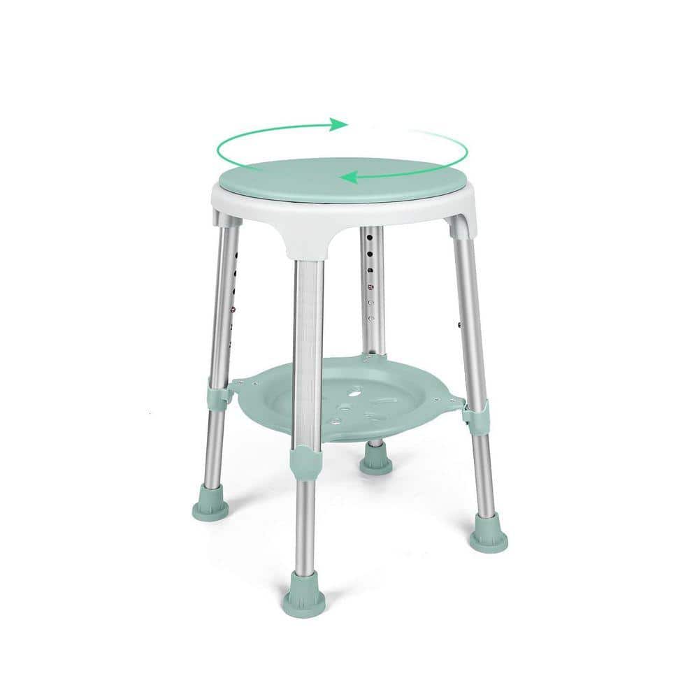 JFVKAF Swivel Shower Chair 350LB, Adjustable Bath Stool with Storage Tray, Tool-Free Assembly, FSA/HSA Eligible Green Aluminum (1)
