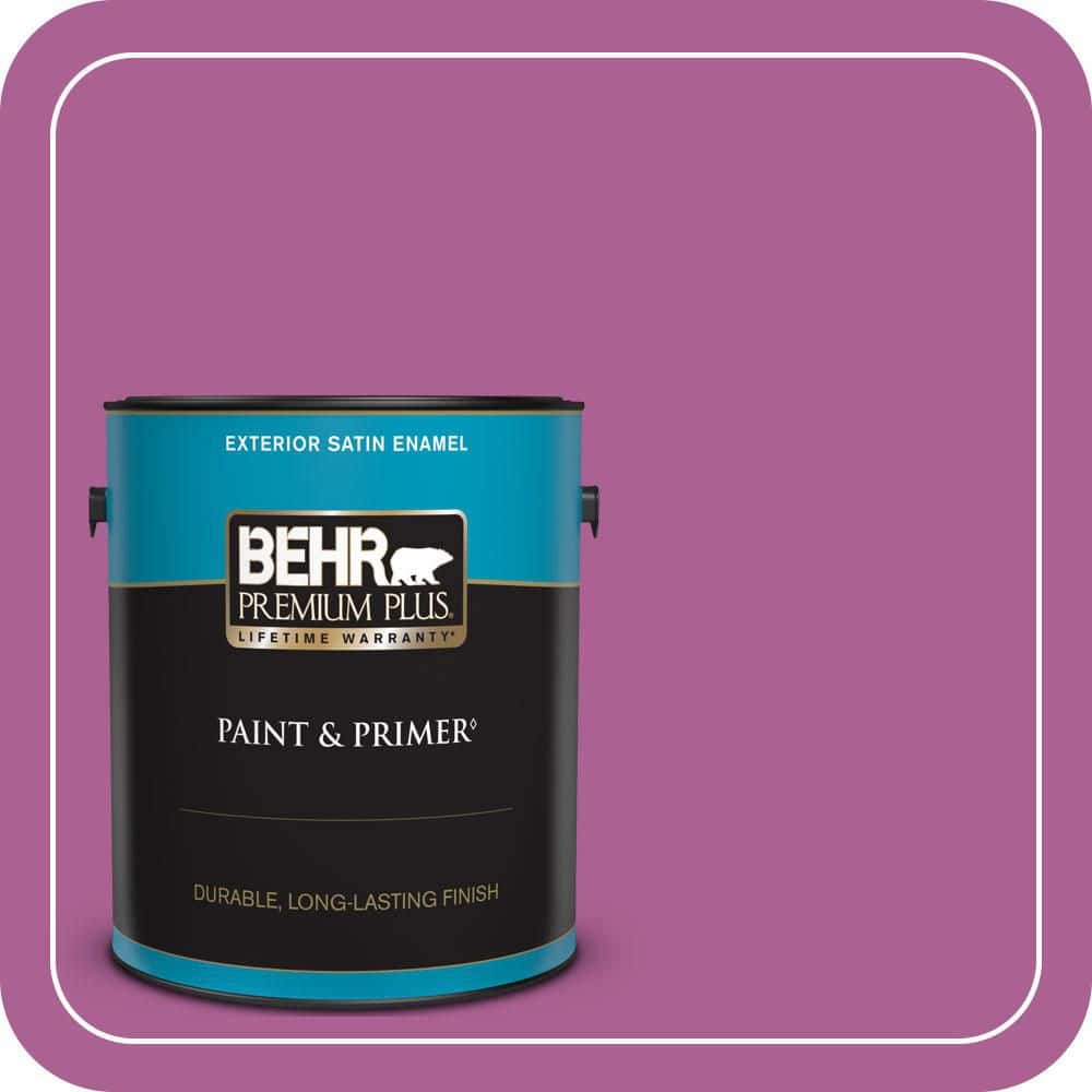 BEHR PREMIUM PLUS 1 gal. #680B-6 Exotic Bloom Satin Enamel Exterior Paint & Primer (1)