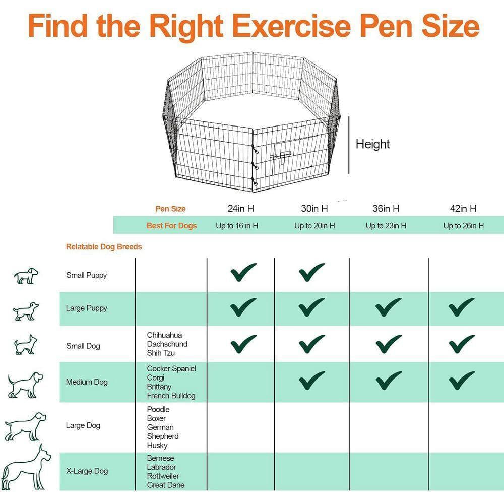 KIWDZFU Foldable Metal Dog Exercise Pen Pet Fence with 8 Panels 24H Bottom Pad for Indoor Outdoor Use (3)