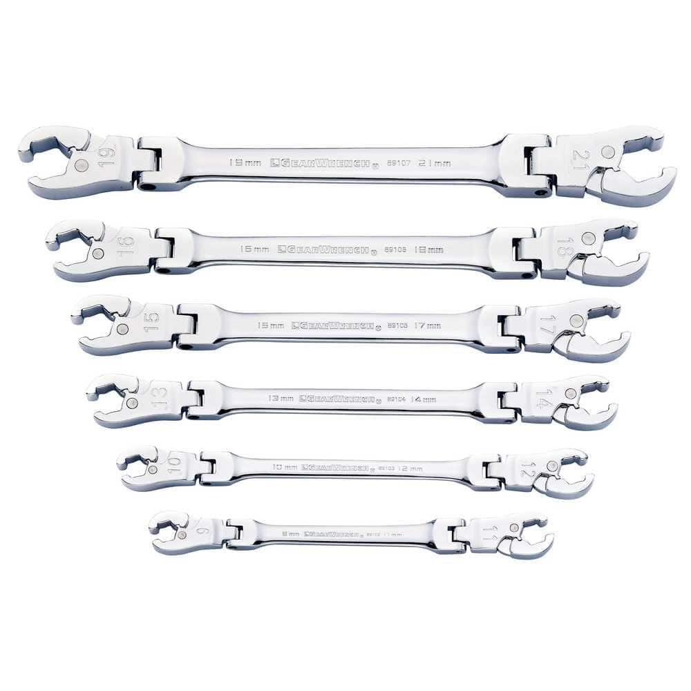 GEARWRENCH Metric Flex Flare Nut Ratcheting Wrench Set (6-Piece)