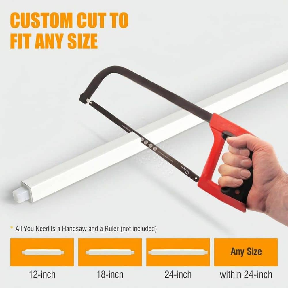 Unbranded Brushed Nickel Wall Mounted White Plastic 24 in. Cut to Fit Spring Loaded Replacement Towel Bar Rod for Ceramic (2)
