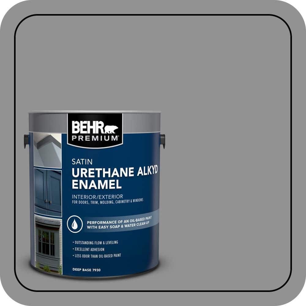 BEHR PREMIUM 1 gal. #N520-4 Cool Ashes Urethane Alkyd Satin Enamel Interior/Exterior Paint