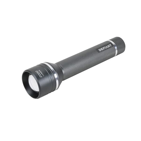 Defiant 2000 Lumens LED Slide-to-Focusing Alkaline Flashlight
