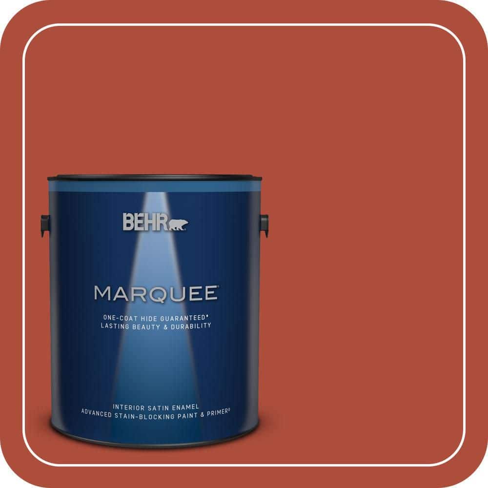 BEHR MARQUEE 1 gal. #MQ4-35 Torch Red One-Coat Hide Satin Enamel Interior Paint & Primer (1)