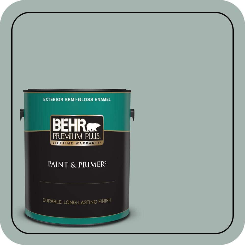 BEHR PREMIUM PLUS 1 gal. #PPU12-09 Frozen Pond Semi-Gloss Enamel Exterior Paint & Primer