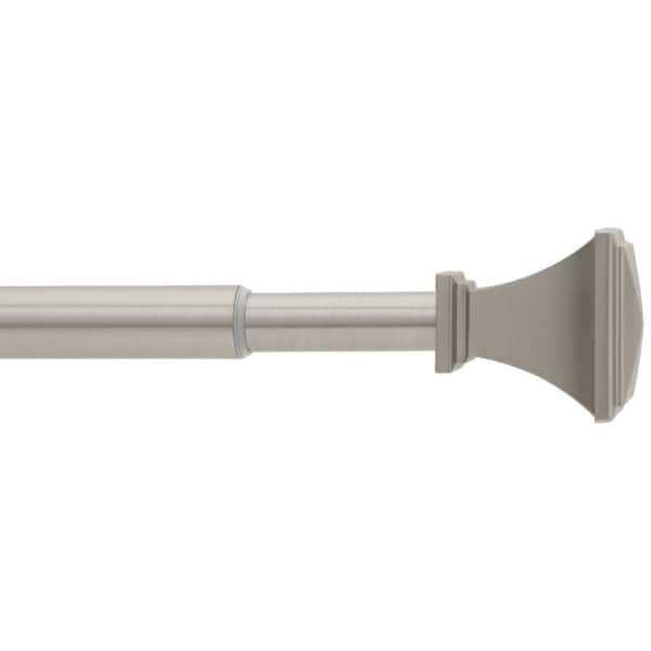 StyleWell 28 in.-48 in. Single Curtain Rod in Brushed Nickel with Square Finial