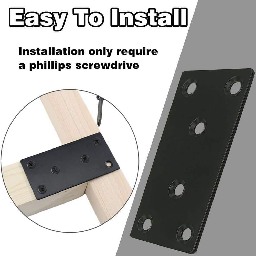 KIWDZFU 3-1/8 x 1.5 304 Stainless Steel Straight Mending Plate Heavy Duty Metal Bracket Black 35-Pack (3)