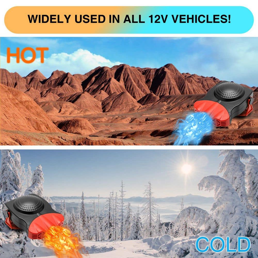 N/A Electric Car Heater 12V 150W 2in1 Heat/Cool Fan 360° Rotary Defogger Defroster 1 Pack (2)