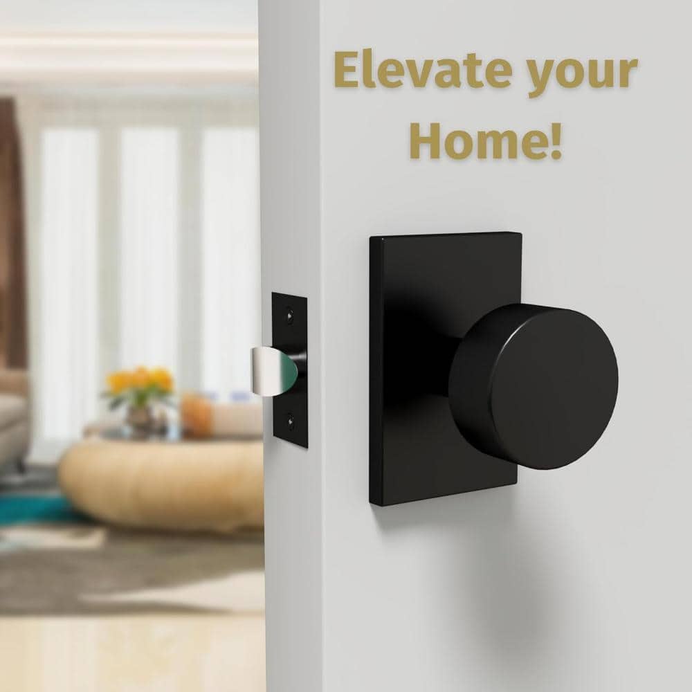 Mega Handles Laura Passage Door Handles - 1 Pack Reversible Interior Door Handles - Matte Black (2)