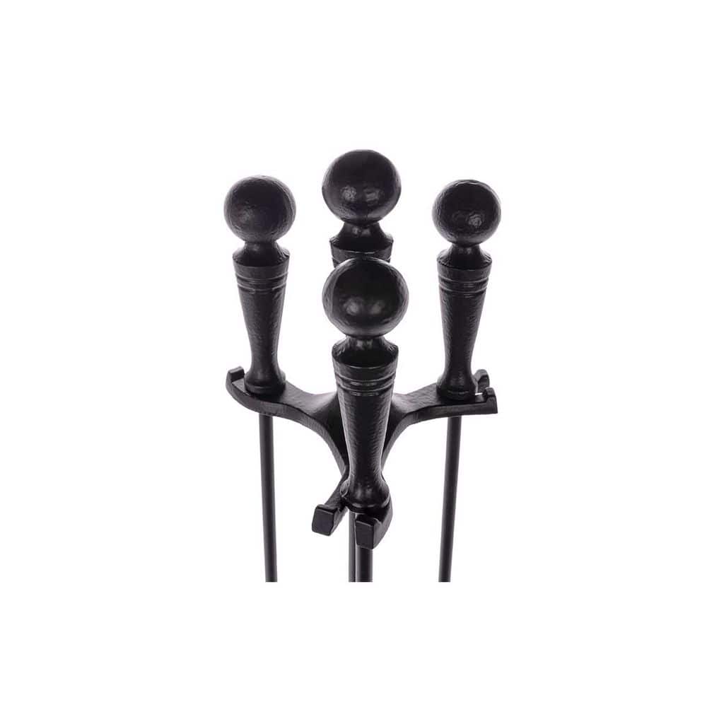 ENNA 4-Piece Black Fireplace Tool Set with Ball Handles (2)