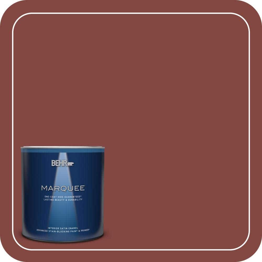 BEHR MARQUEE 1 qt. #S-H-170 Red Brick Satin Enamel Interior Paint & Primer