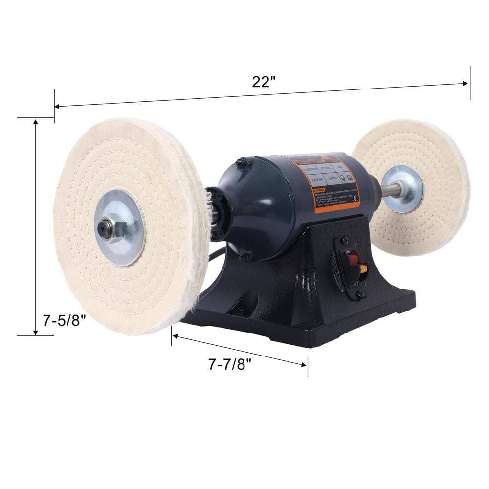 Amucolo Extra Long 8 in. Electric Polisher Bench Buffer Grinder -4 Pole Motor, Includes 4-Pieces 80Ply Thic Buffing Wheels (2)