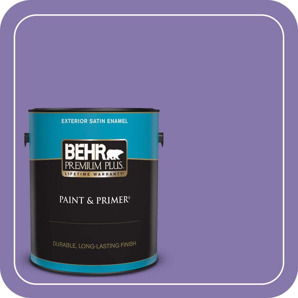 BEHR PREMIUM PLUS 1 gal. #640B-6 Grape Parfait Satin Enamel Exterior Paint & Primer