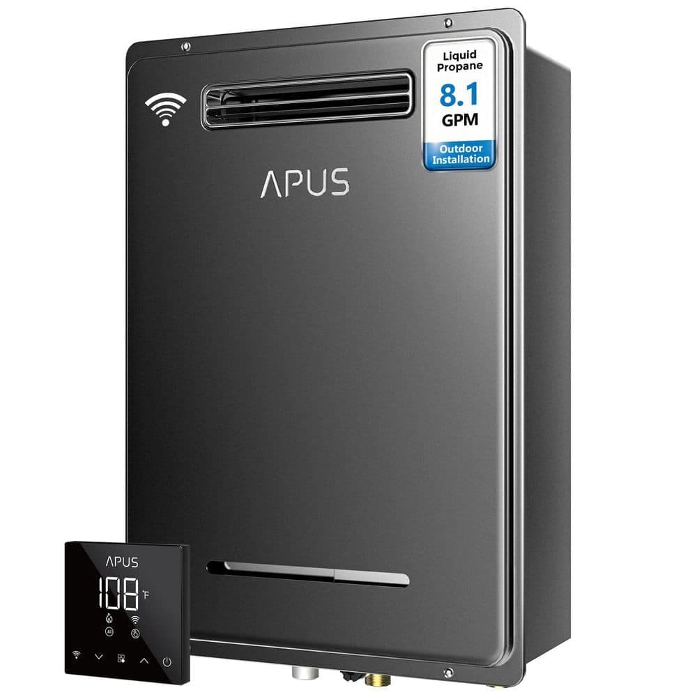 Edendirect On Demand 8.1 GPM Smart Outdoor Natural Gas Tankless Water Heater For 4-5 Points Use, 190,000 BTU, App & Remote Control (1)