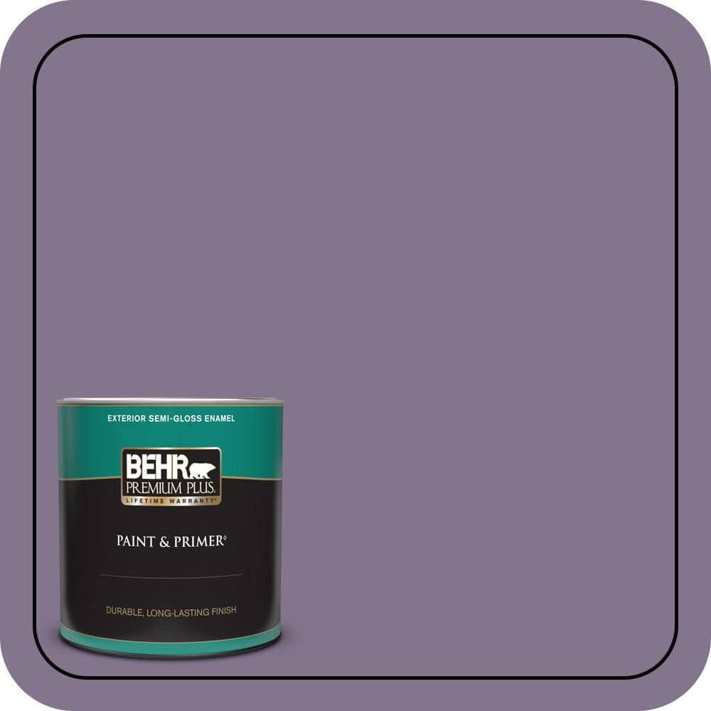 BEHR PREMIUM PLUS 1 qt. #S100-5 Purple Potion Semi-Gloss Enamel Exterior Paint & Primer