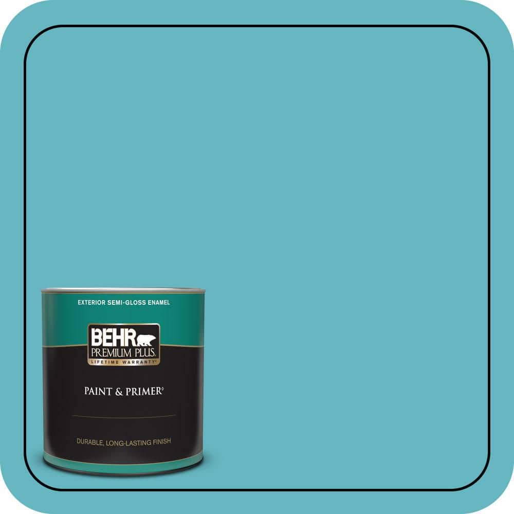 BEHR PREMIUM PLUS 1 qt. #520D-5 Tropical Tide Semi-Gloss Enamel Exterior Paint & Primer