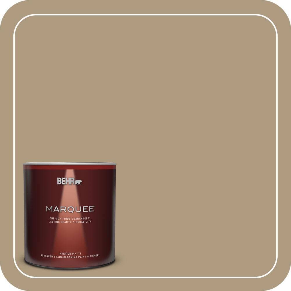 BEHR MARQUEE 1 Qt. #MQ2-24 Golden Olive One-Coat Hide Matte Interior Paint & Primer