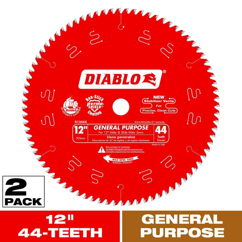 DIABLO 12 in. x 44-Tooth General Purpose Circular Saw Blade Value Pack (2-Pack) (2)