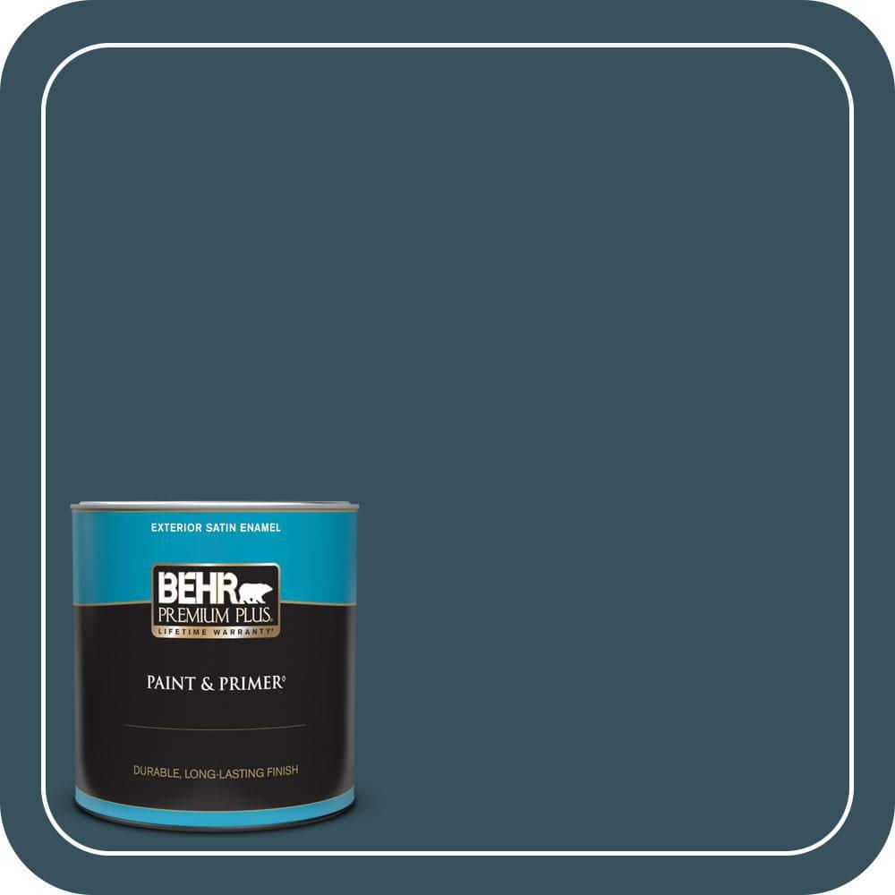 BEHR PREMIUM PLUS 1 qt. #PPU13-20 Restless Sea Satin Enamel Exterior Paint & Primer