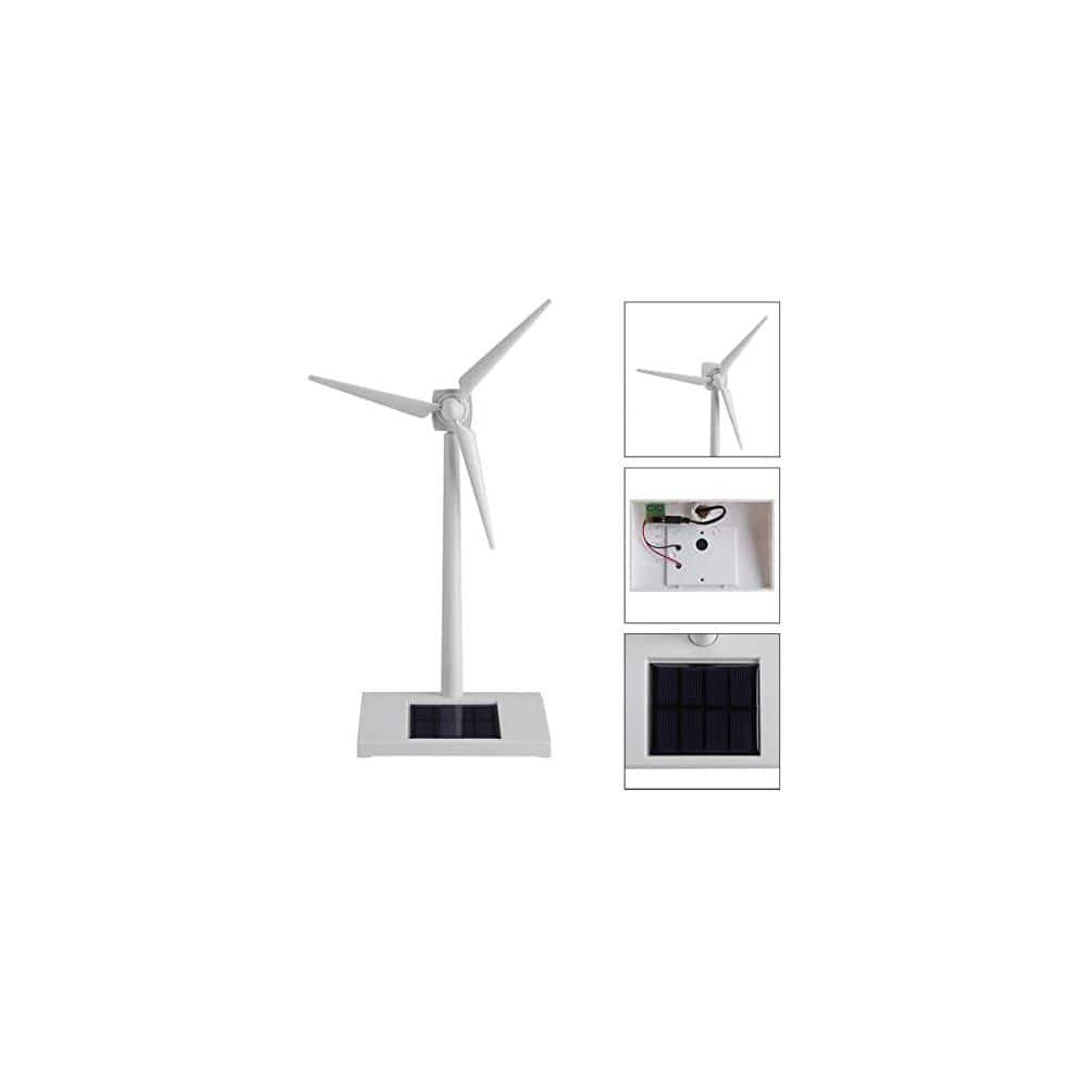 Unbranded Solar Windmill Toy 14 x 9 x 26 cm White ABS Plastic Solar Powered Rotating Mini Decorative Teaching Tool for Kids (2)