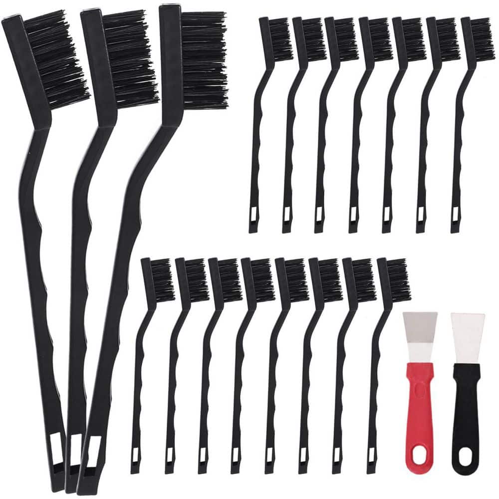 KIWDZFU 15 -Piece Mini Nylon Brush Set Wire Bristle for Cleaning Welding Slag Rust with Curved Handle 15 Pack