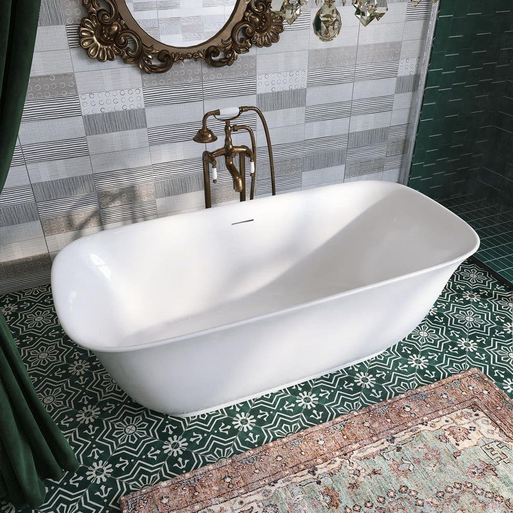 Keayeng 67 in. x 31.5 in. Acrylic Freestanding Flatbottom Soaking Bathtub in White (3)