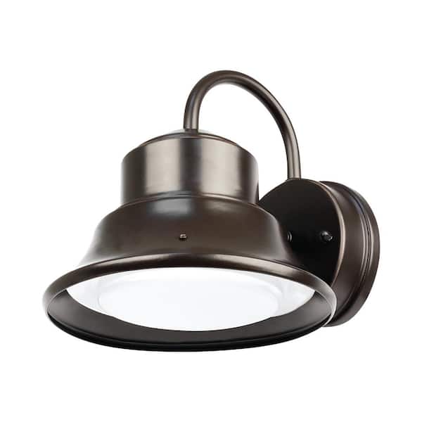 Commercial Electric 1000 Lumen Integrated LED Bronze Dusk to Dawn Bell Wall Light, 4000K