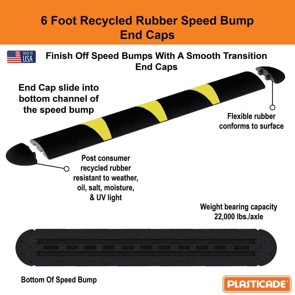 PLASTICADE 12 in. x 7 in. x 2.5 in. Speed Bump End Cap for Asphalt (2-Pack) (2)