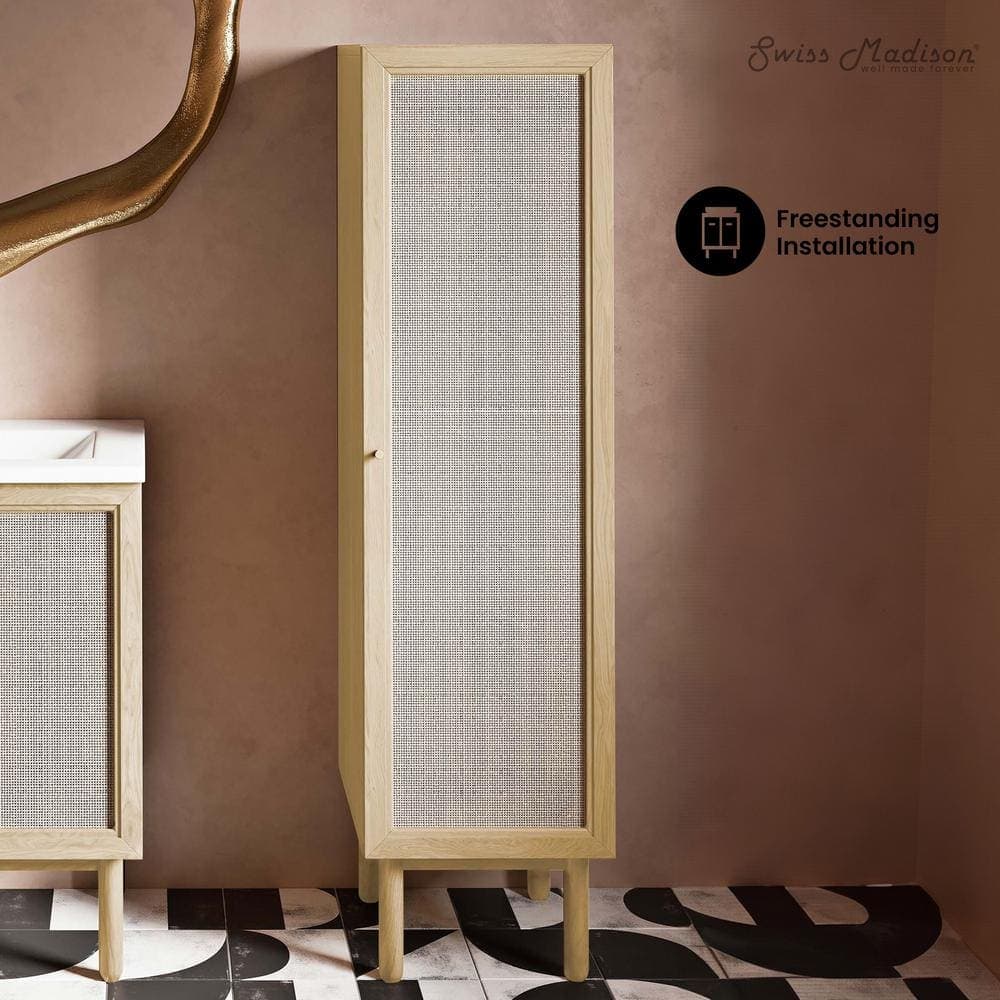 Swiss Madison Classe 15.5 in. W x 15 in. D x 60 in. H Brown Freestanding Linen Cabinet in Natural Oak (2)