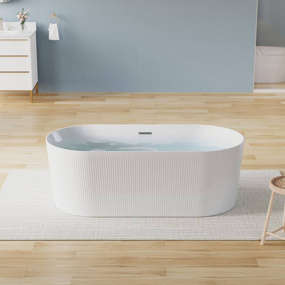 WELLFOR Elego 67 in. x 31.5 in. Freestanding Soaking Bathtub with Chrome Drain in Glossy White, 100% Pure Virgin Acrylic (2)