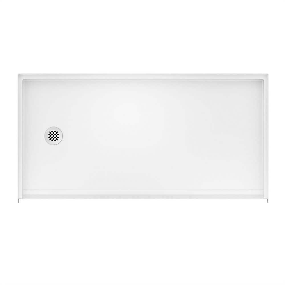 DreamLine Accessible Living 60 in. L x 31 in. W Alcove Shower Pan Base with Left Drain in White (1)
