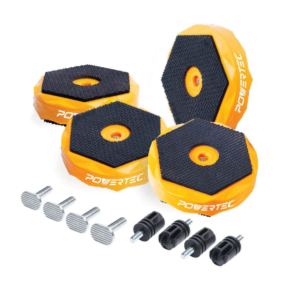 ‎POWERTEC T Track and Work Bench Stops Plus Work Grippers and Finishing Cone Fits 3/4 in. Bench Dog Hole Bench Dog Cookies(4-Pack) (1)