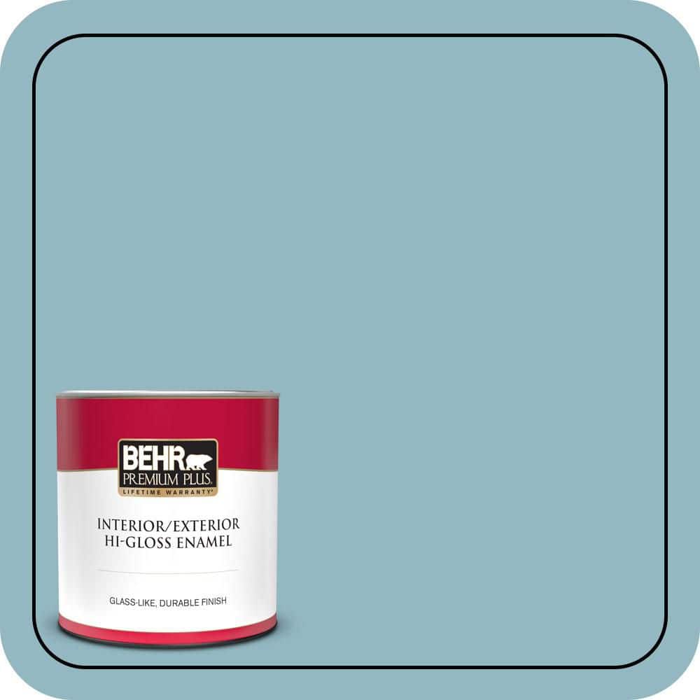 BEHR PREMIUM PLUS 1 qt. #PPU13-09 Tahoe Blue Hi-Gloss Enamel Interior/Exterior Paint & Primer (1)
