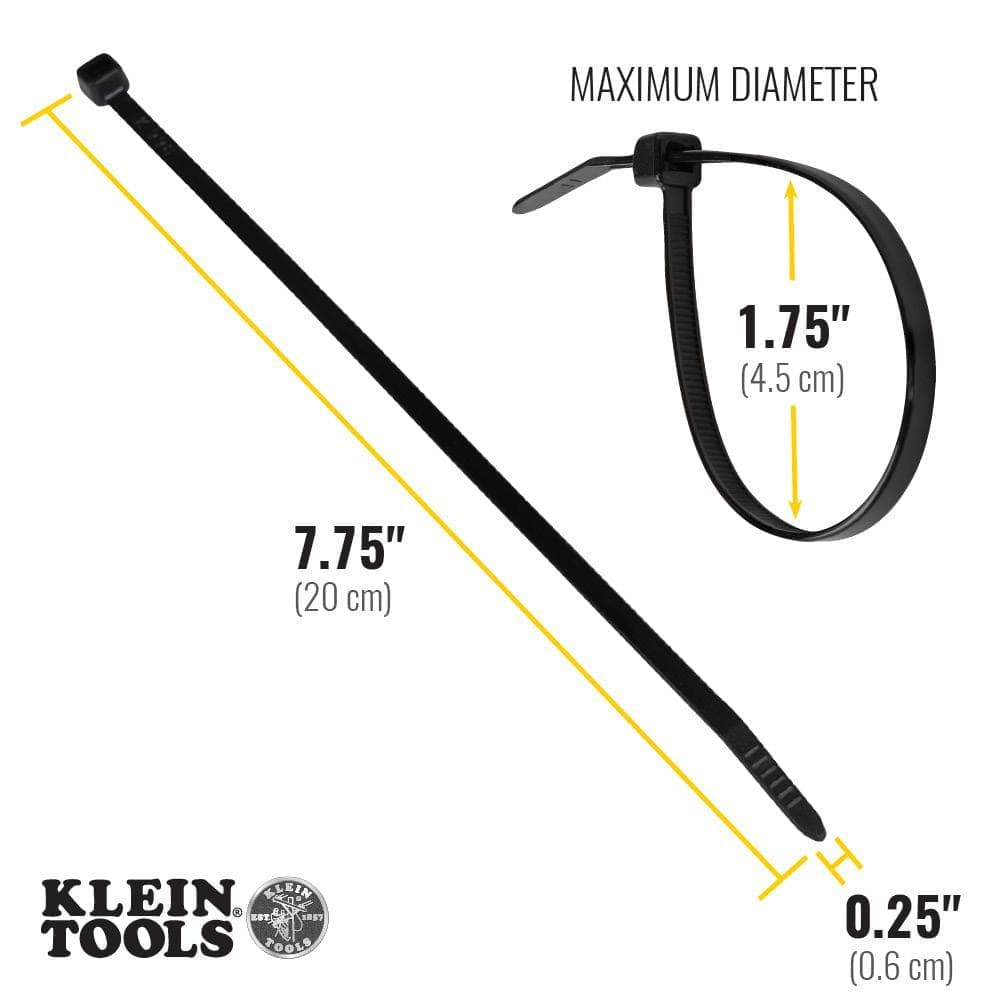Klein Tools 8 in. Cable Ties, Black (3)