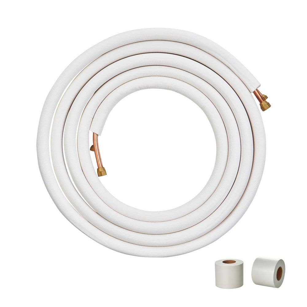 VEVOR 25 ft. Mini Split Line Set 1/4 in. and 3/8 in. O.D Copper Tubing Pipes and Triple-Layer Insulation for Air Conditioning (1)