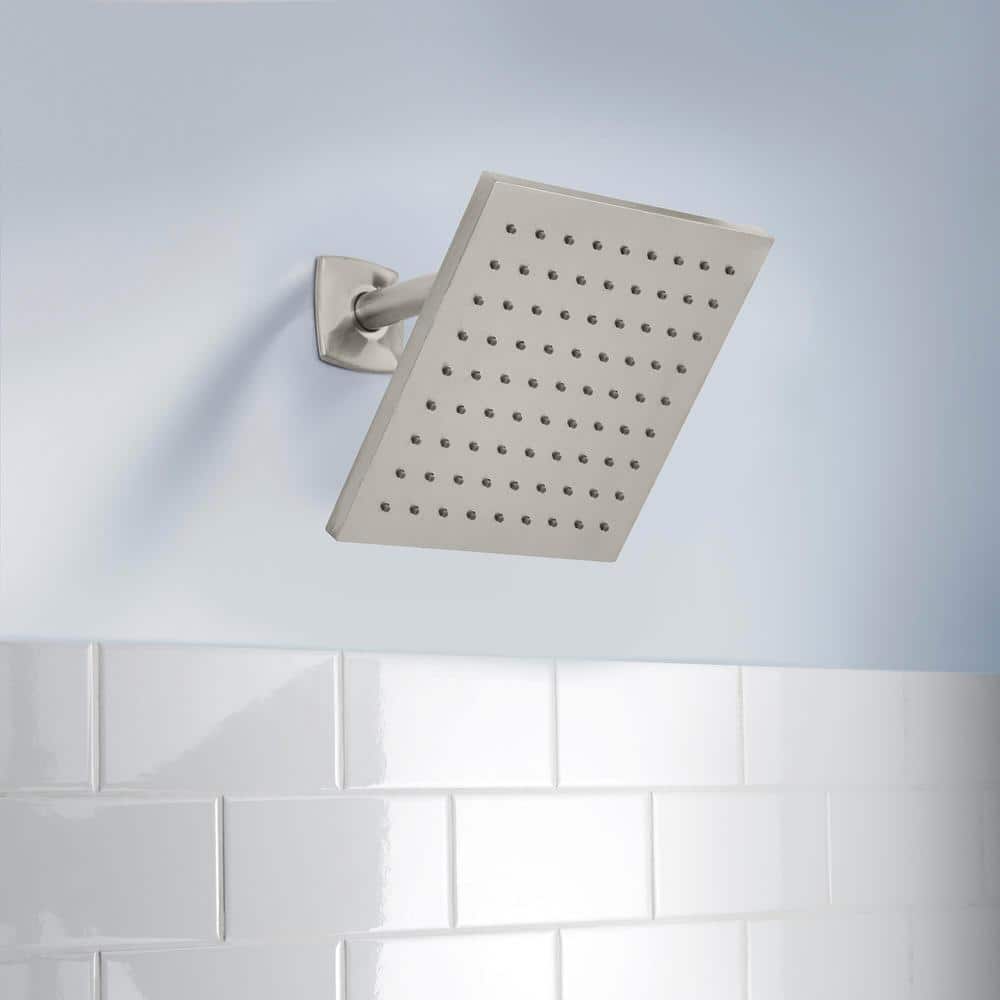 Glacier Bay Modern 1-Spray Pattern 8 in. Single Wall Mount Fixed Rain Shower Head in Brushed Nickel (3)